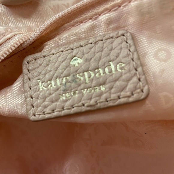 Kate Spade Pink Pebbled Leather Tote Bag Black Bow Accent Shoulder Purse - Picture 4 of 10